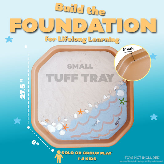 Small brown TUFF tray for sensory and STEM learning, 27.5" size, natural earthy tone.