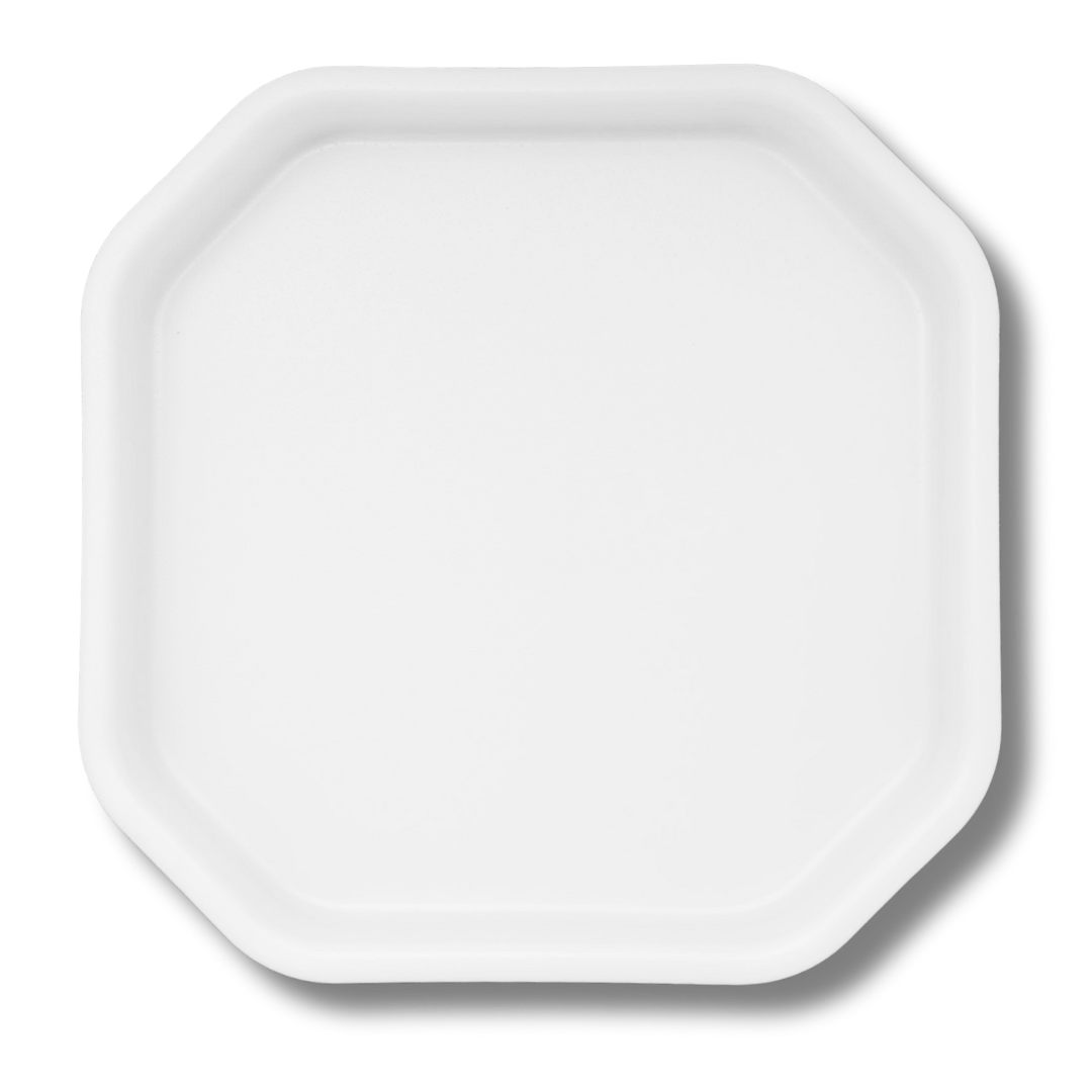 White octagonal tray on a transparent background