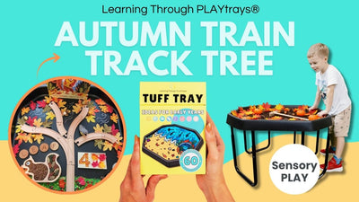 Autumn Tuff Tray Train Track Tree Activity for Kids