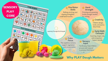 Children exploring playdough sensory play in a tuff tray during open-ended learning