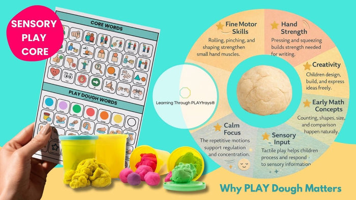 Children exploring playdough sensory play in a tuff tray during open-ended learning