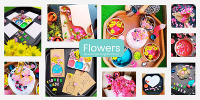 April Showers Bring MAY Flowers! Tuff Tray Fun for Sensory Play in Spring + USA Flowers