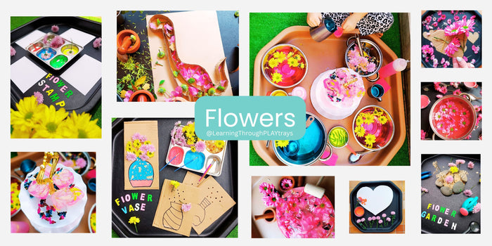 Spring Tuff Tray Sensory Ideas with Flowers: Inspired by Reggio Emilia
