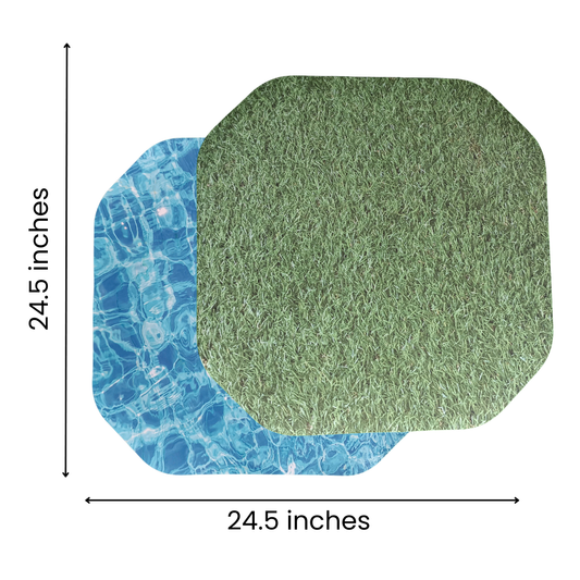 Small double-sided PLAYtray mat with grass and water patterns, designed for sensory play in Learning Through PLAYtrays® Small Tuff Trays.