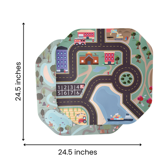 Tuff tray inserts Small Town & Park PLAYtray Mat, double-sided with town map and park scene, for sensory and imaginative play.