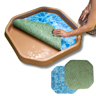 Small Water & Grass PLAYtray Mat, featuring double-sided grass and water patterns for sensory play on Small Tuff Trays.