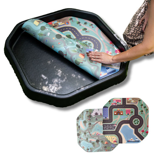 Tuff tray inserts - Small Town & Park PLAYtray Mat with double-sided design for sensory play.