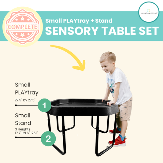 Small PLAYtray bundle with adjustable stand for sensory play.