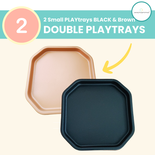 2 Small PLAYtrays Bundle in Black and Brown for Sensory Play