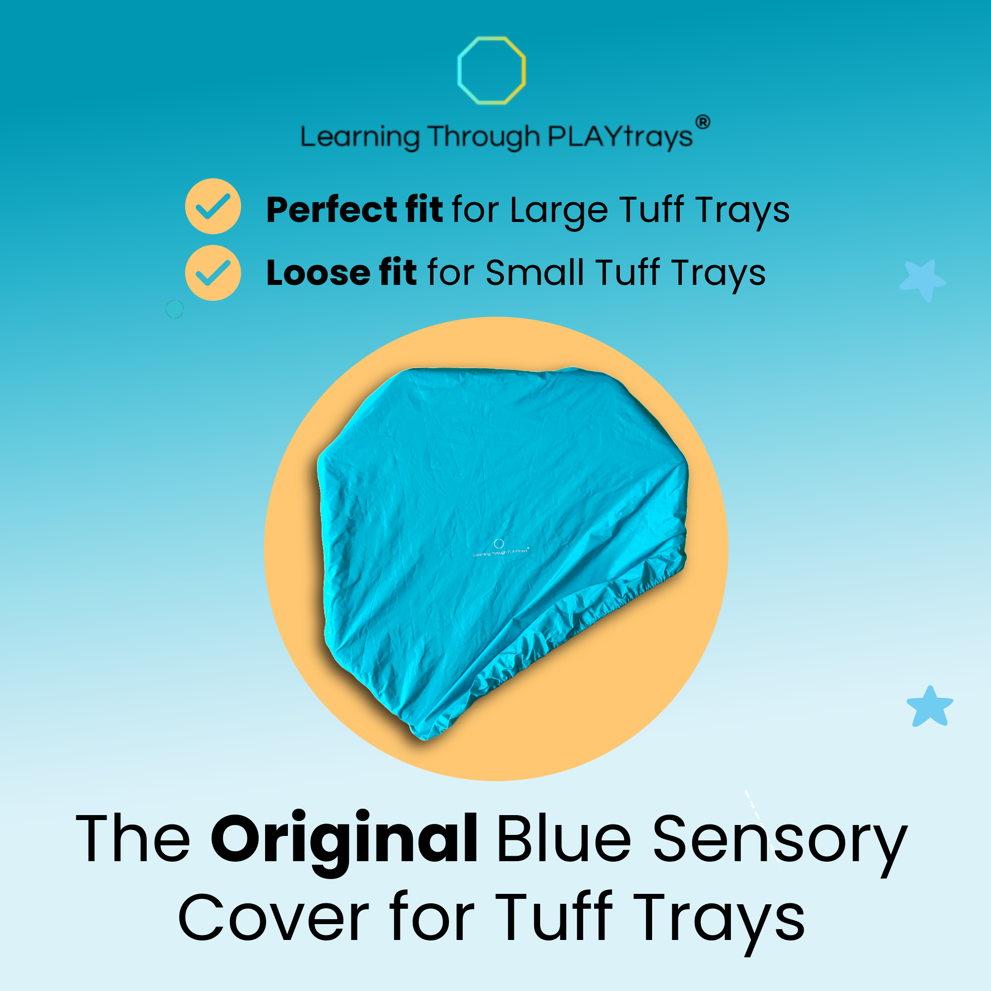 Blue sensory cover for Tuff Trays 
