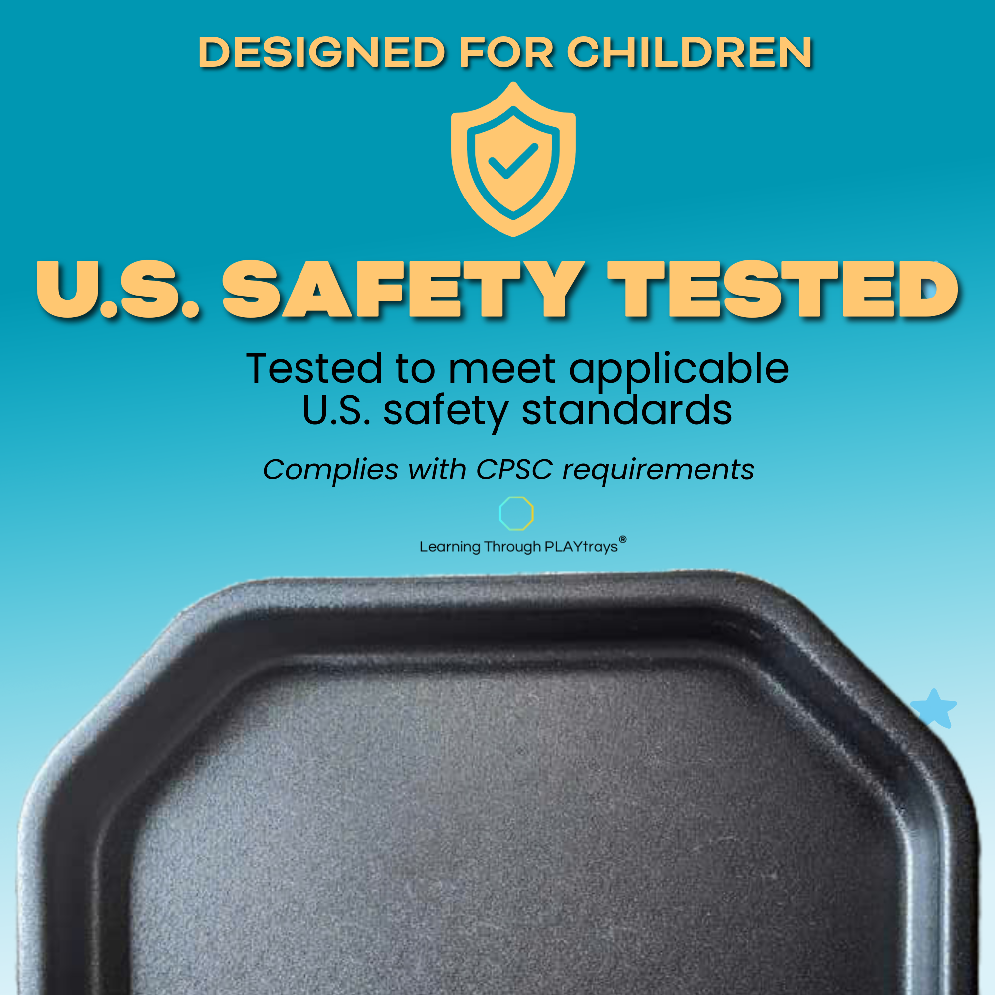 textured surface of small black Tuff Tray certified for use in the USA