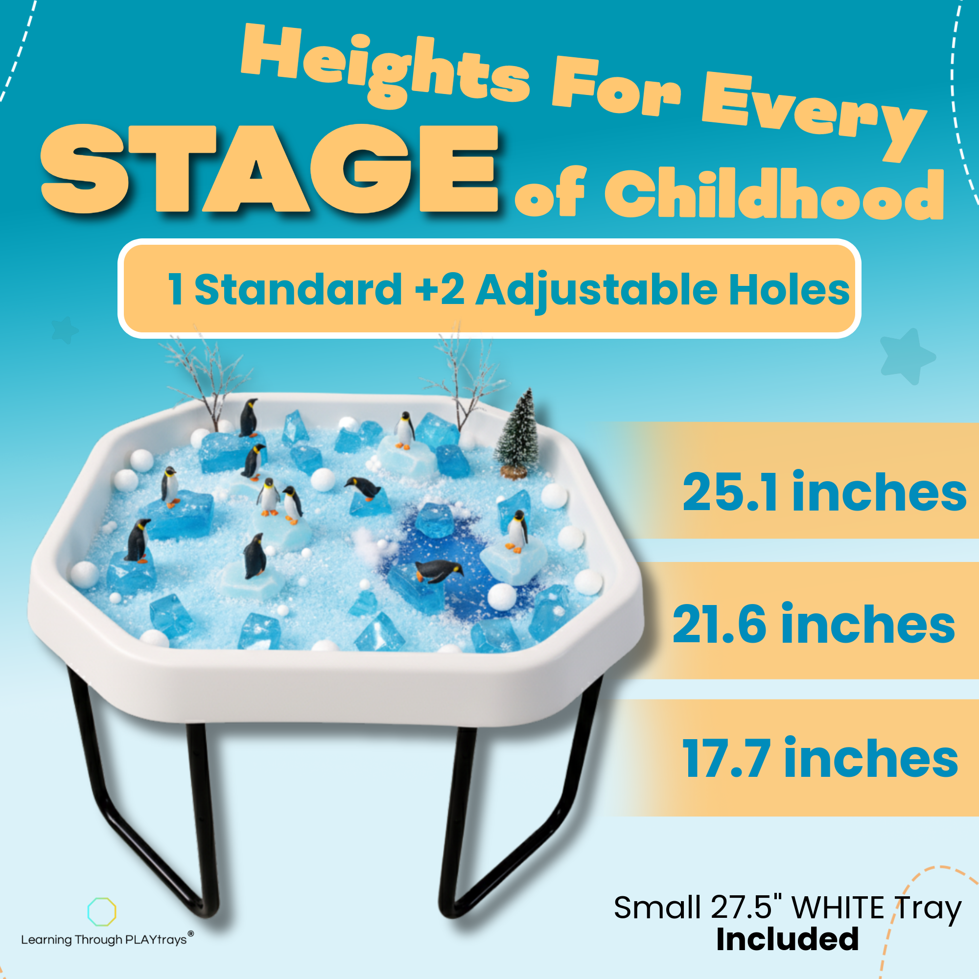 Play tray with penguin figures and ice blocks for winter tuff tray table set up 